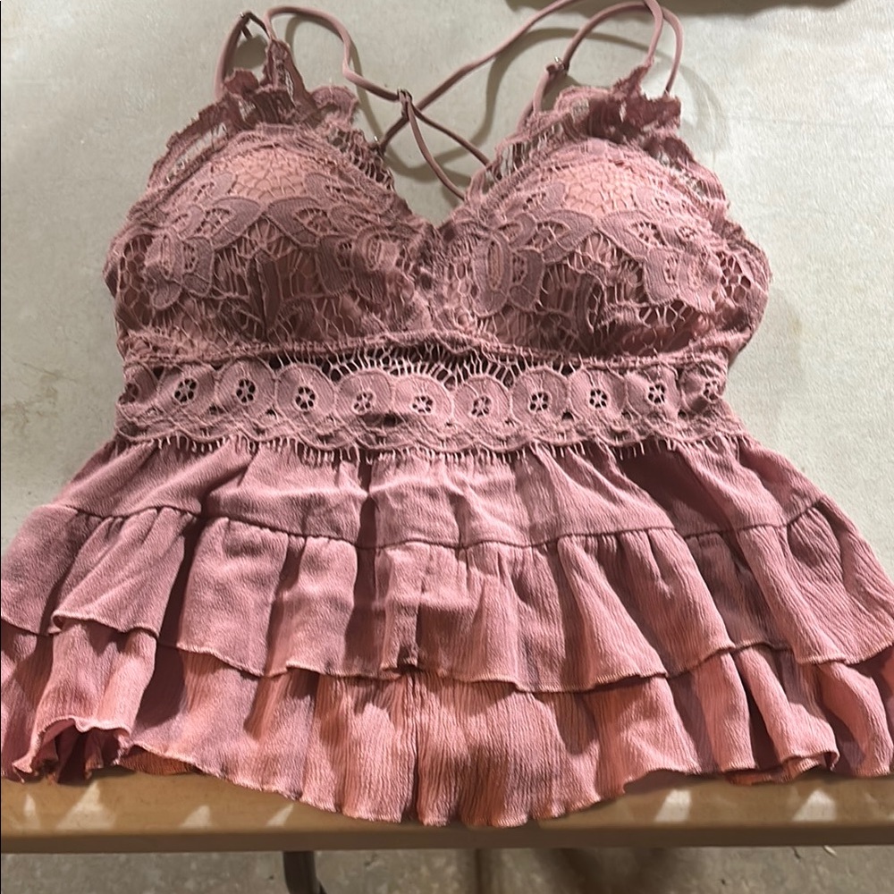 Pink Lily Mauve Lace Top